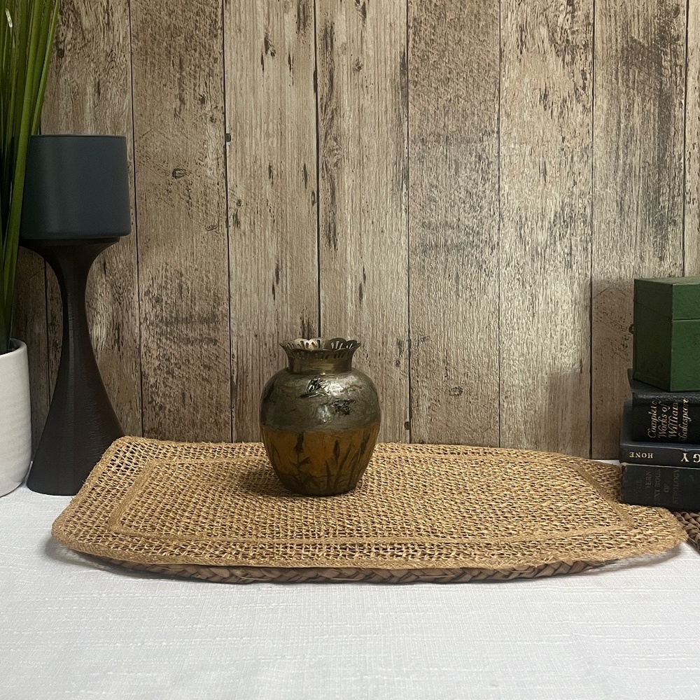Vintage Amber Art Glass Bud Vase with Decorative Pierced Rim | Rustic Boho Home - Picture 5 of 6